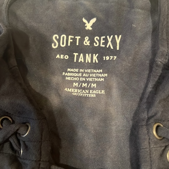 NWT American Eagle tie-dyed navy blue tank - Picture 3 of 5